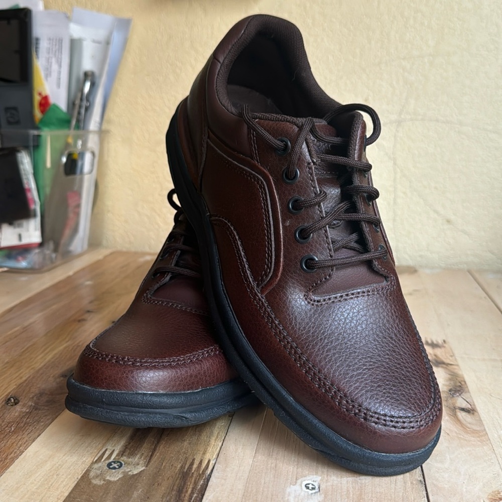 Rockport Mens Ridgefield Eureka Oxfords Shoes Brown Leather K71201 Lace Up 9.5